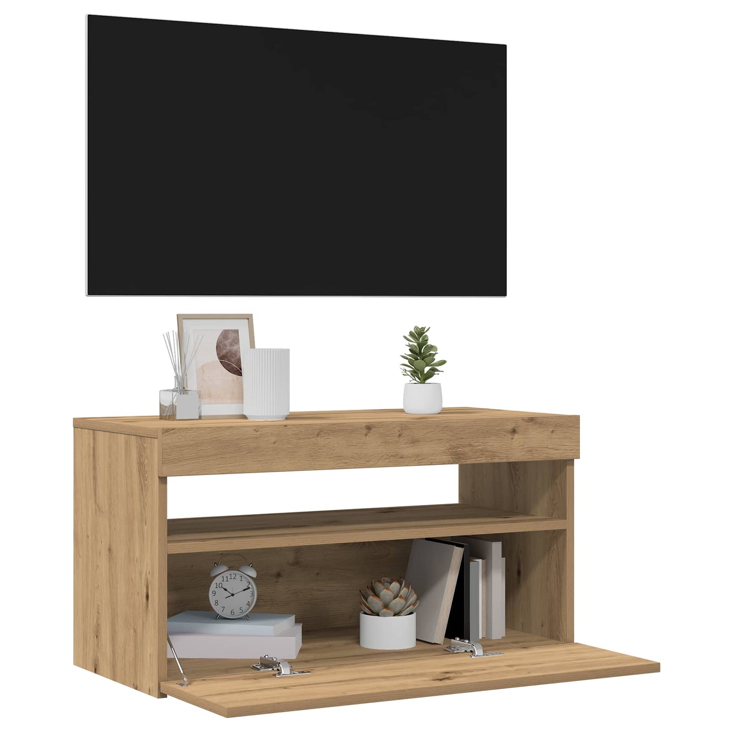 2 Piece TV Cabinet Set with LED Lights Artisan Oak Engineered Wood