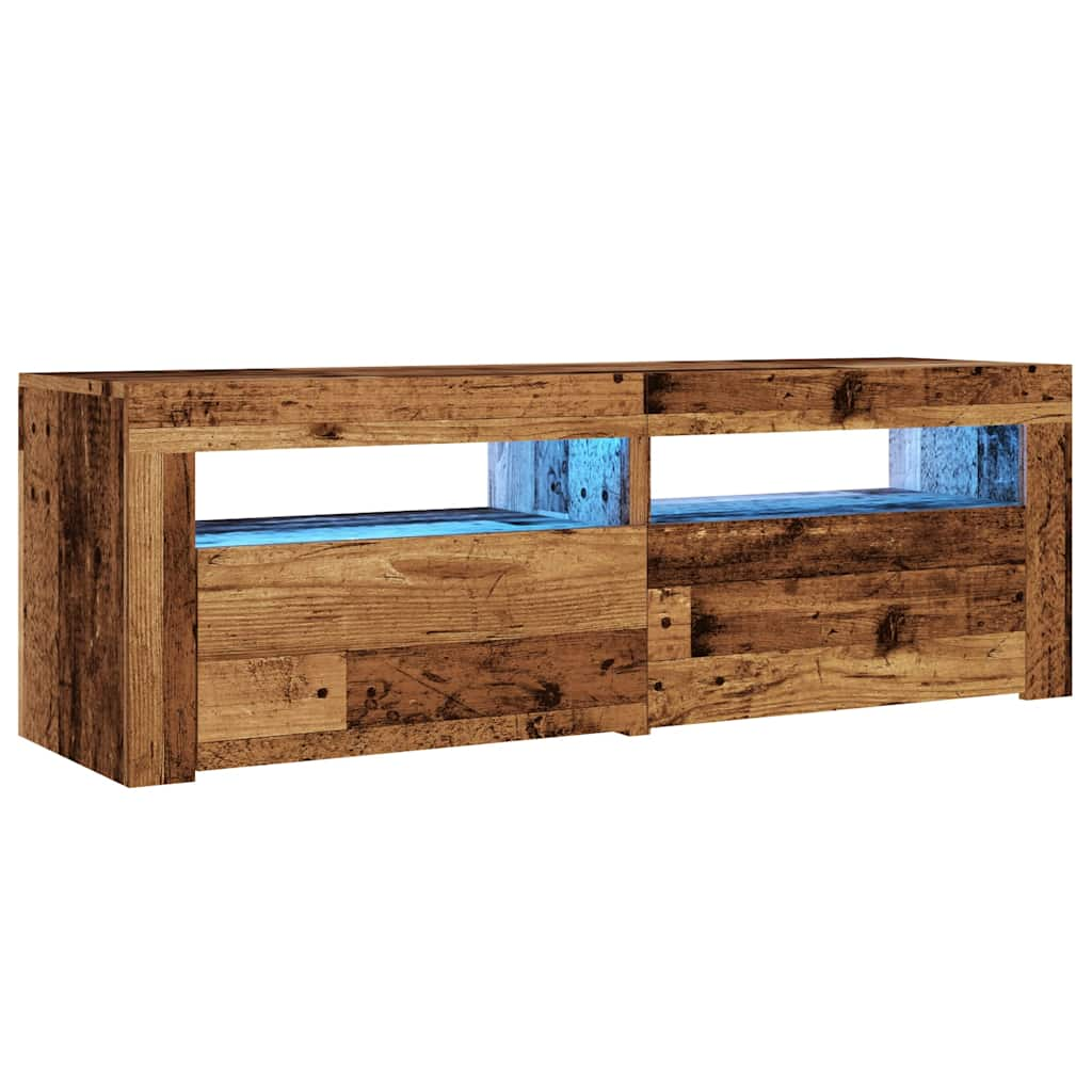 vidaXL TV Cabinet with LED Lights Old Wood 120x35x40 cm Engineered Wood