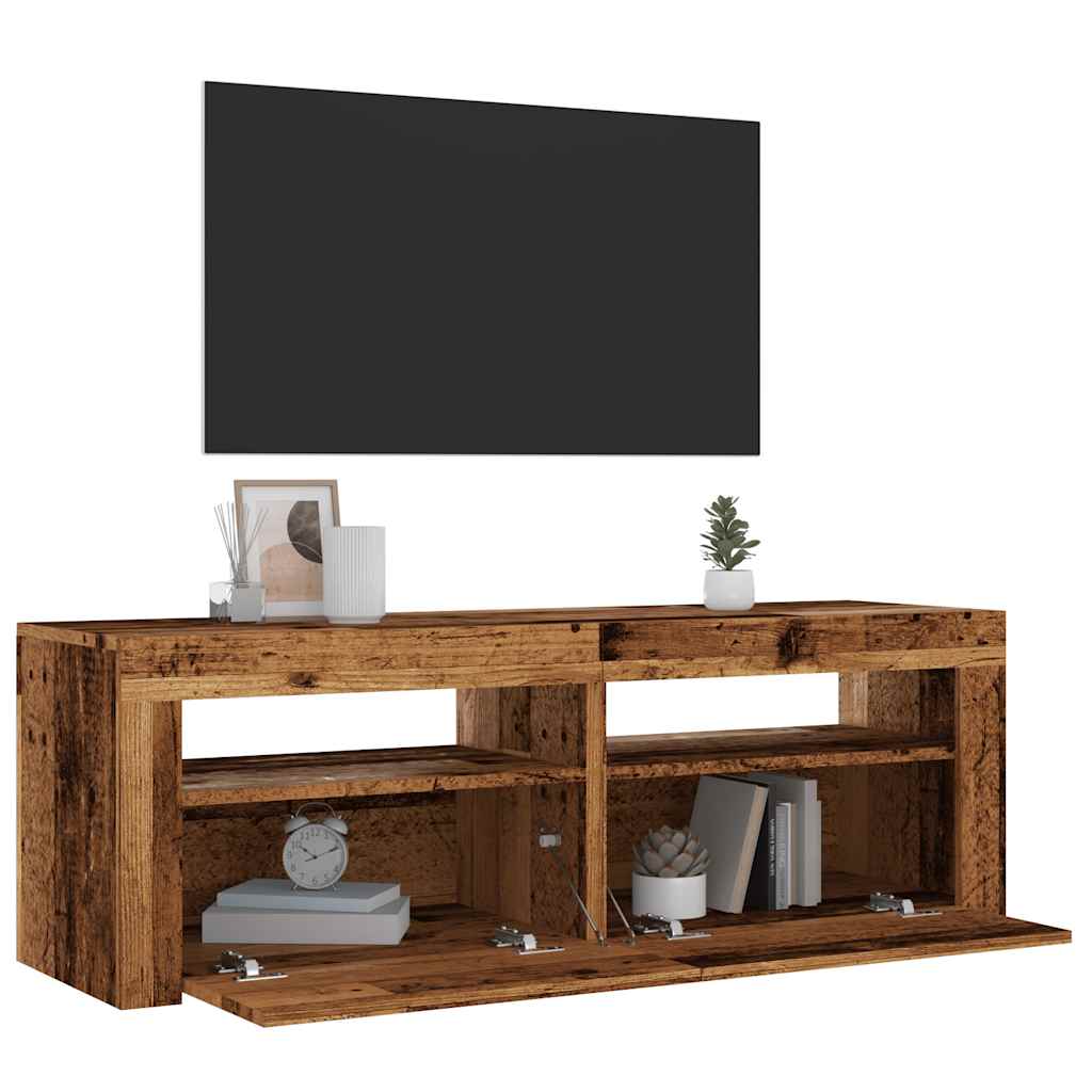 vidaXL TV Cabinet with LED Lights Old Wood 120x35x40 cm Engineered Wood