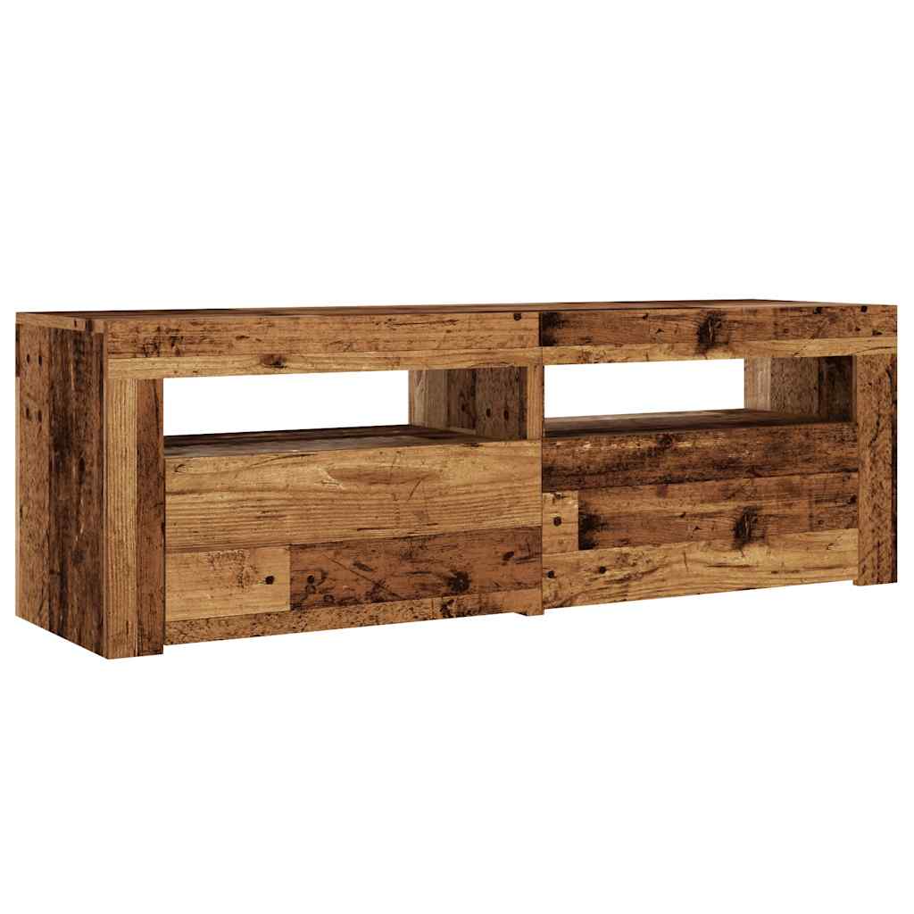 vidaXL TV Cabinet with LED Lights Old Wood 120x35x40 cm Engineered Wood