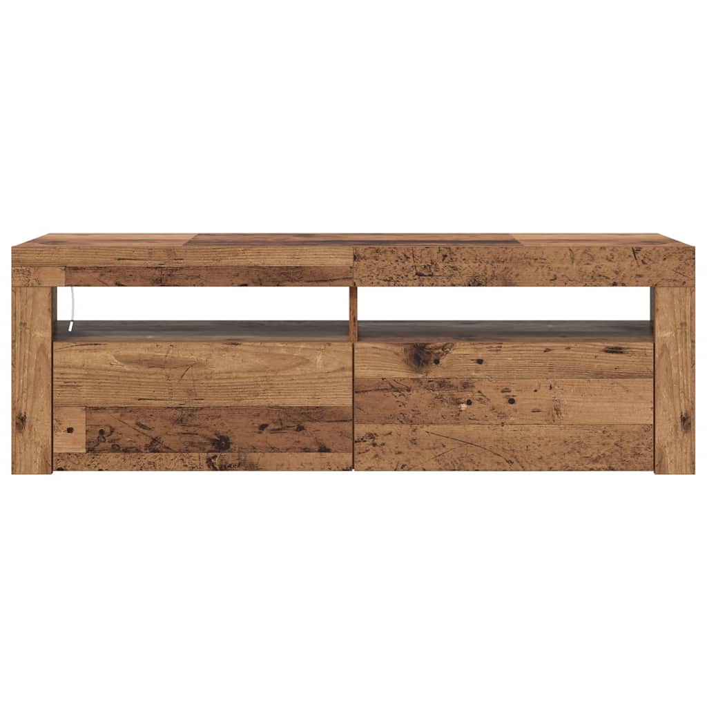 TV Cabinet with LED Lights Old Wood 120x35x40cm Engineered Wood