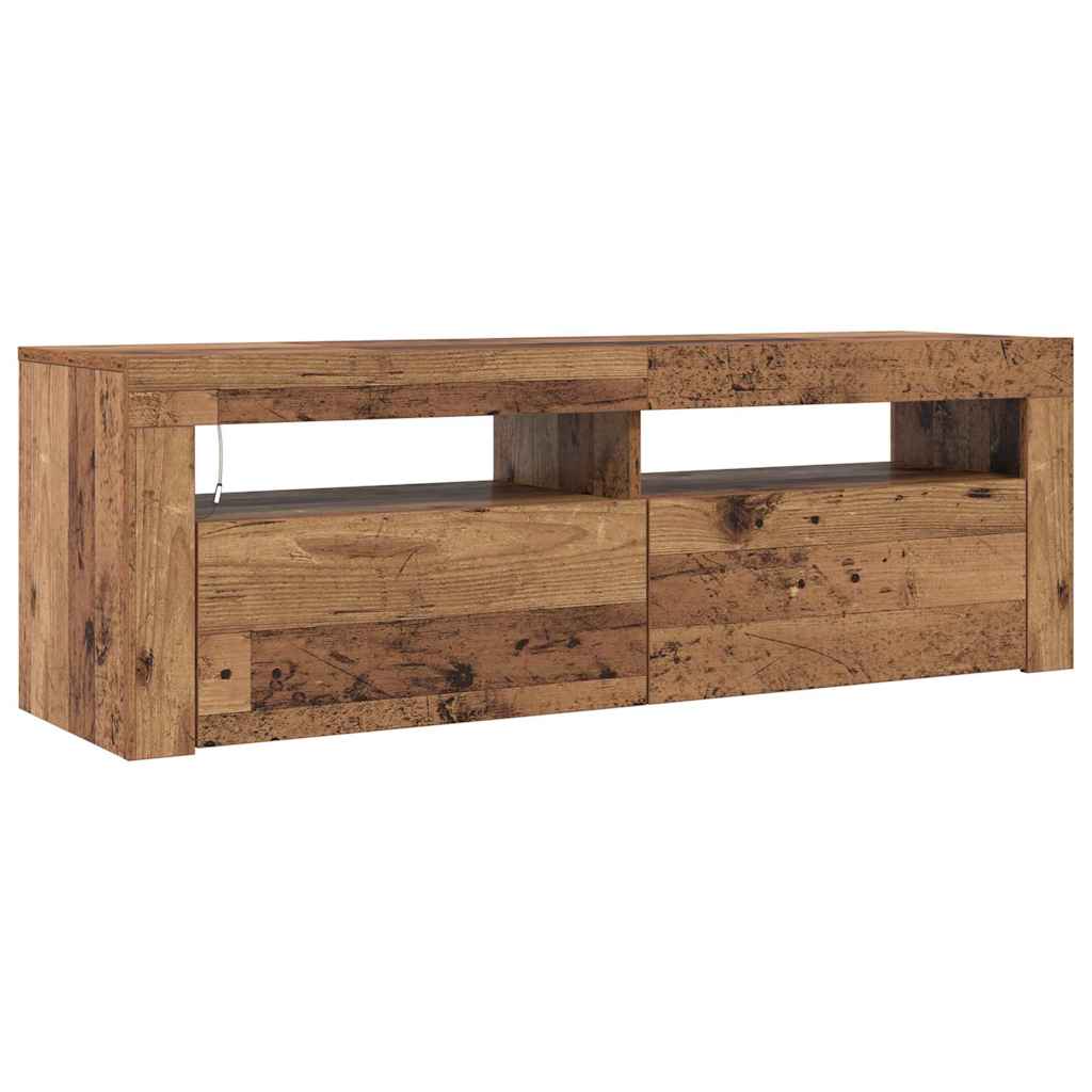 TV Cabinet with LED Lights Old Wood 120x35x40cm Engineered Wood