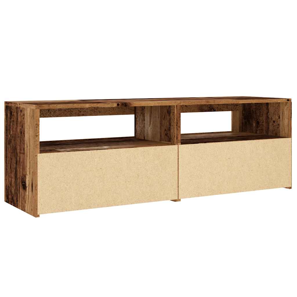 vidaXL TV Cabinet with LED Lights Old Wood 120x35x40 cm Engineered Wood