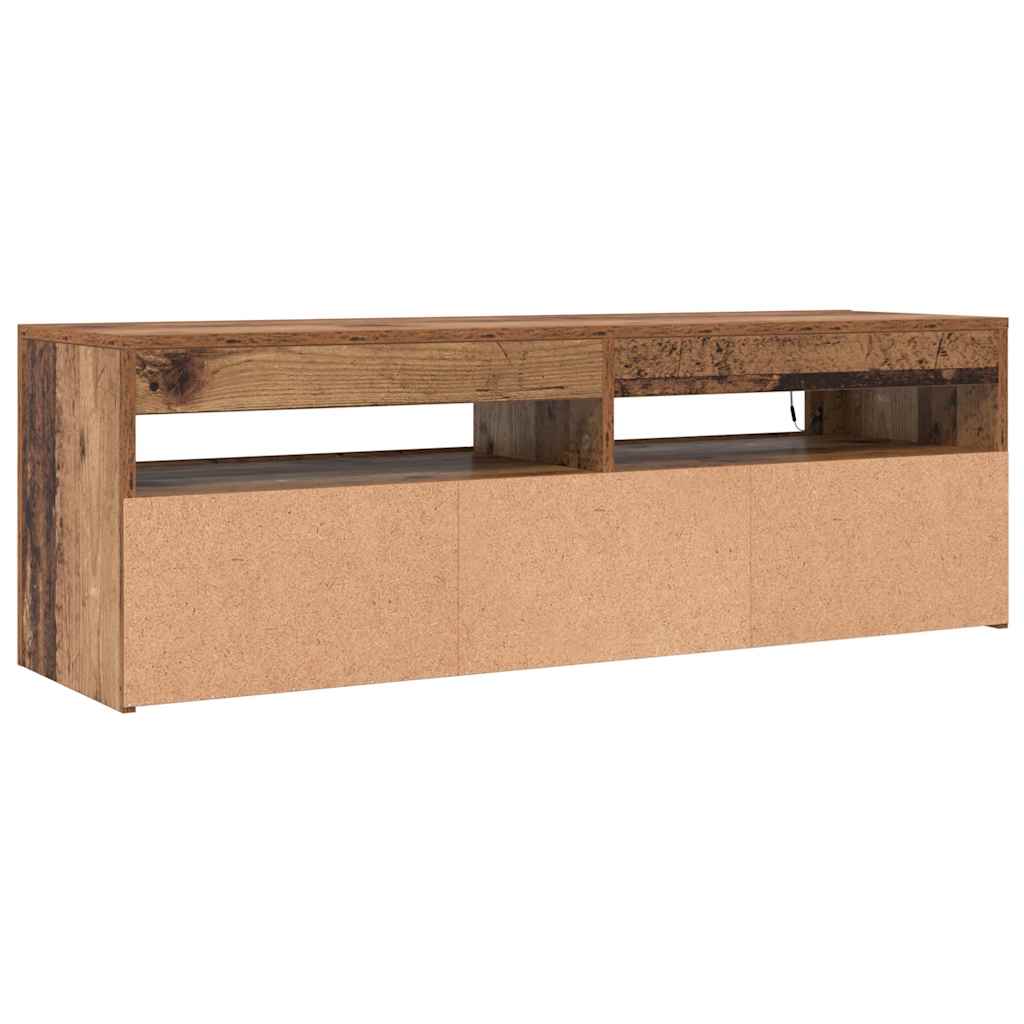 TV Cabinet with LED Lights Old Wood 120x35x40cm Engineered Wood