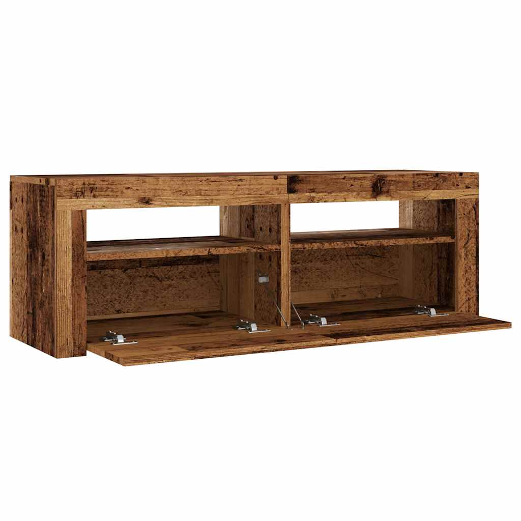 vidaXL TV Cabinet with LED Lights Old Wood 120x35x40 cm Engineered Wood