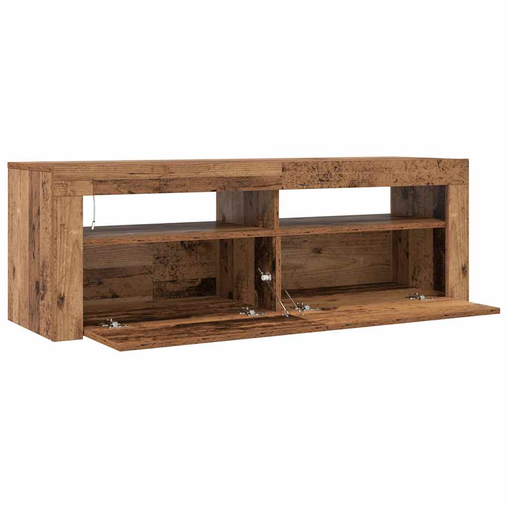 TV Cabinet with LED Lights Old Wood 120x35x40cm Engineered Wood