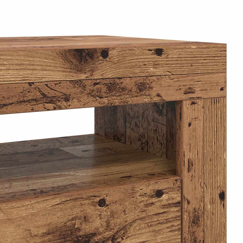 TV Cabinet with LED Lights Old Wood 120x35x40cm Engineered Wood