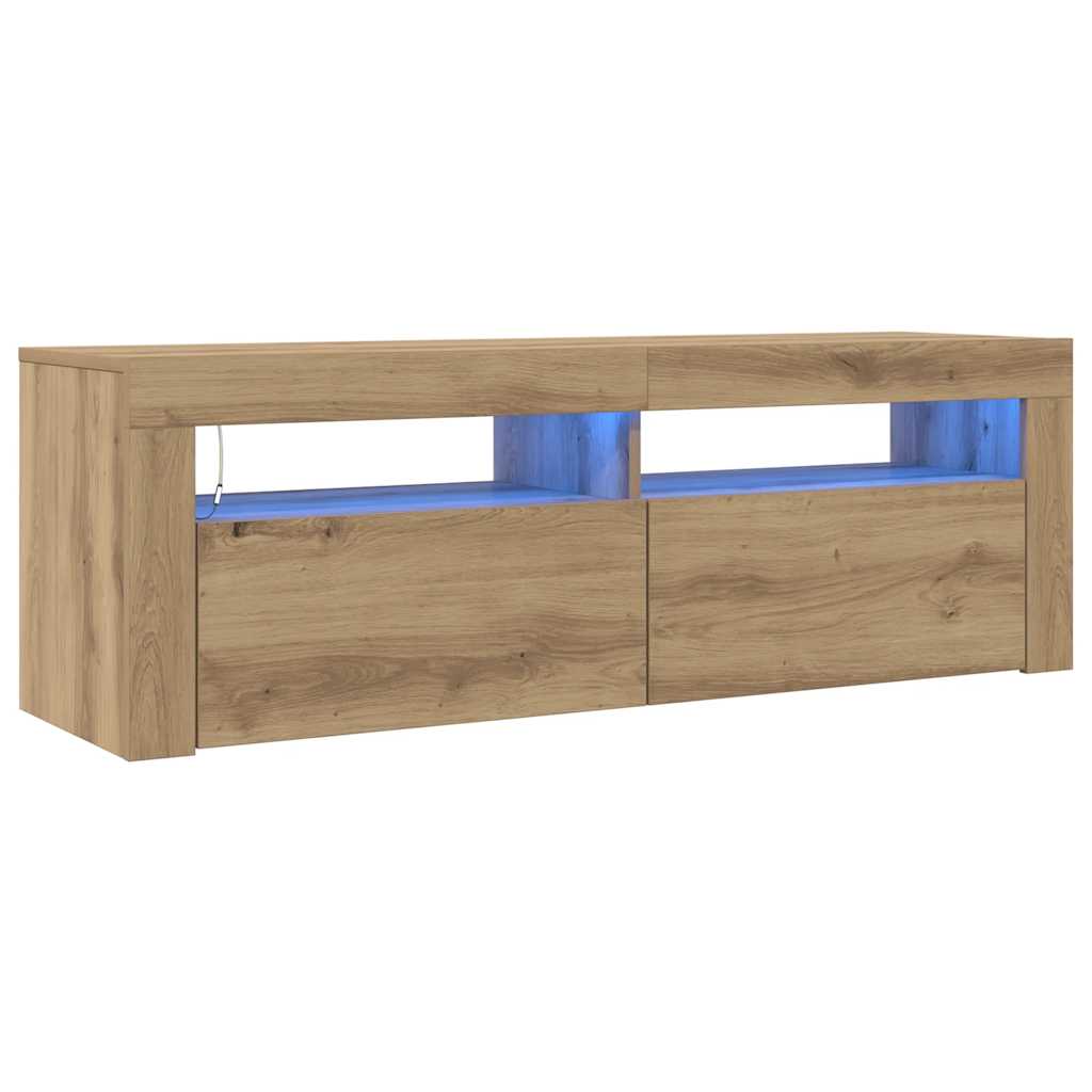 TV Cabinet with LED Lights Artisan Oak 120x35x40 cm