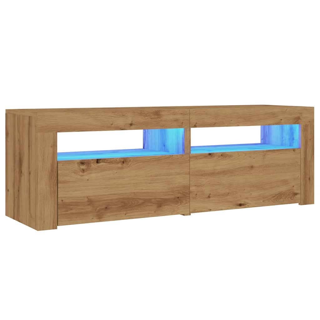 vidaXL TV Cabinet with LED Lights Artisan Oak 120x35x40 cm Engineered Wood