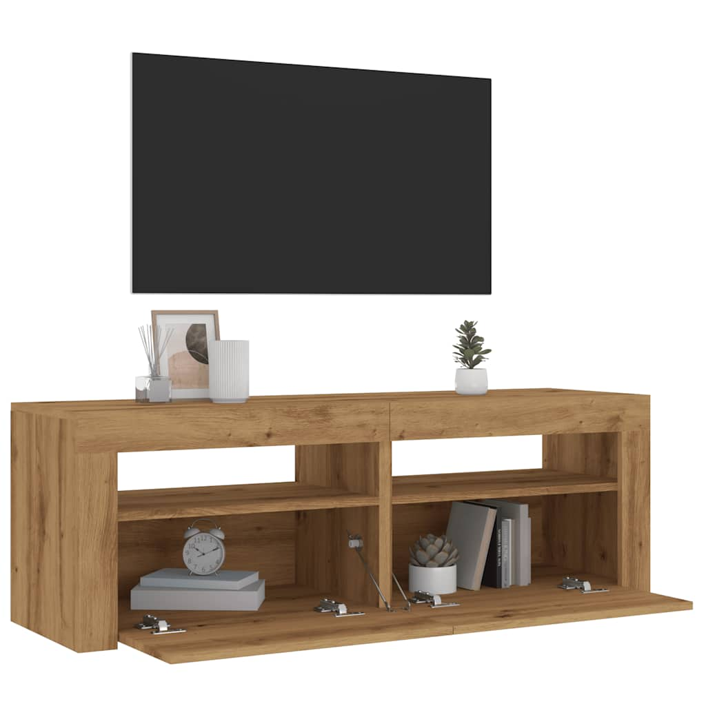 vidaXL TV Cabinet with LED Lights Artisan Oak 120x35x40 cm Engineered Wood