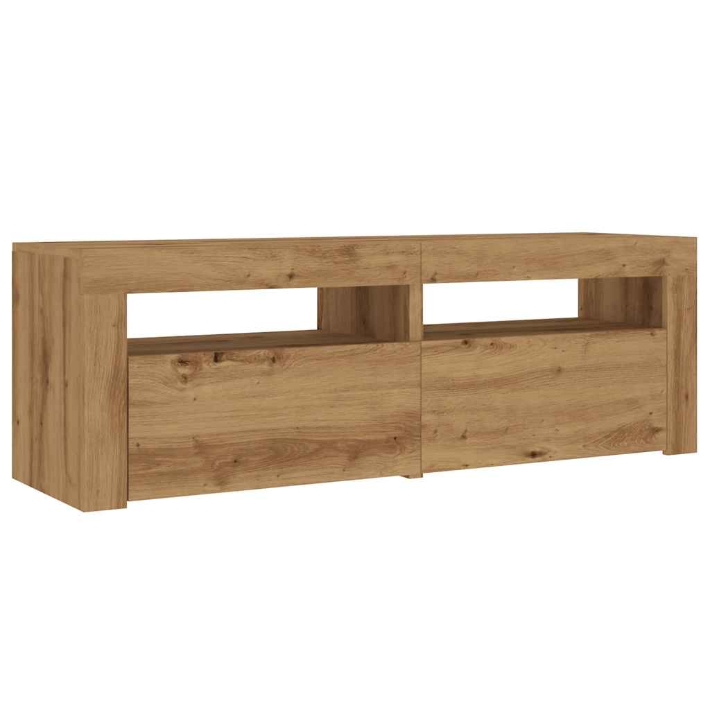 vidaXL TV Cabinet with LED Lights Artisan Oak 120x35x40 cm Engineered Wood