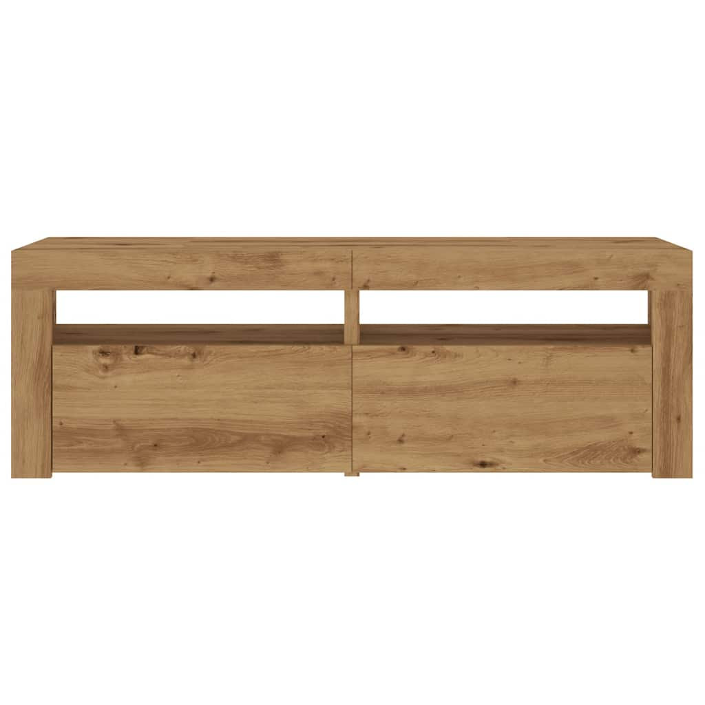 vidaXL TV Cabinet with LED Lights Artisan Oak 120x35x40 cm Engineered Wood