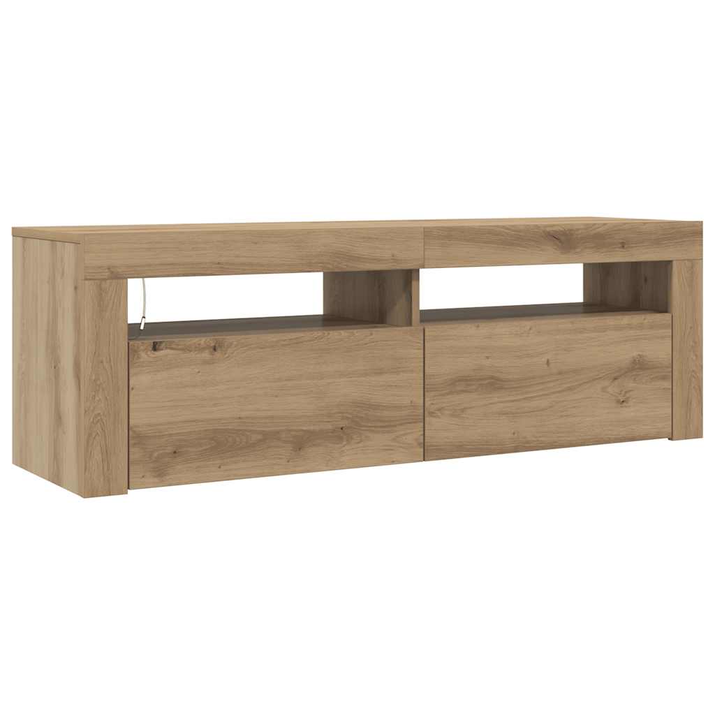 TV Cabinet with LED Lights Artisan Oak 120x35x40 cm