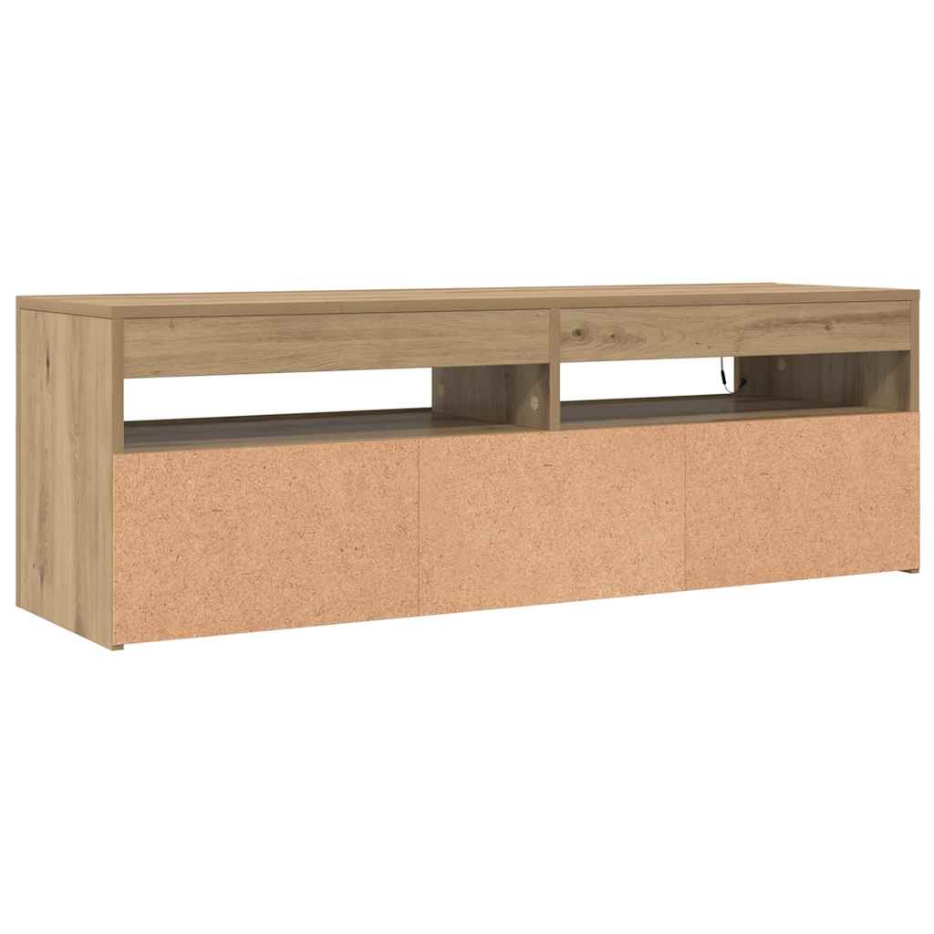 TV Cabinet with LED Lights Artisan Oak 120x35x40 cm