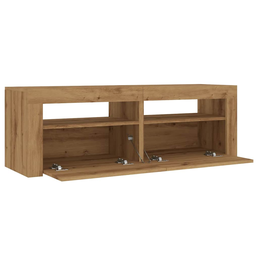 vidaXL TV Cabinet with LED Lights Artisan Oak 120x35x40 cm Engineered Wood