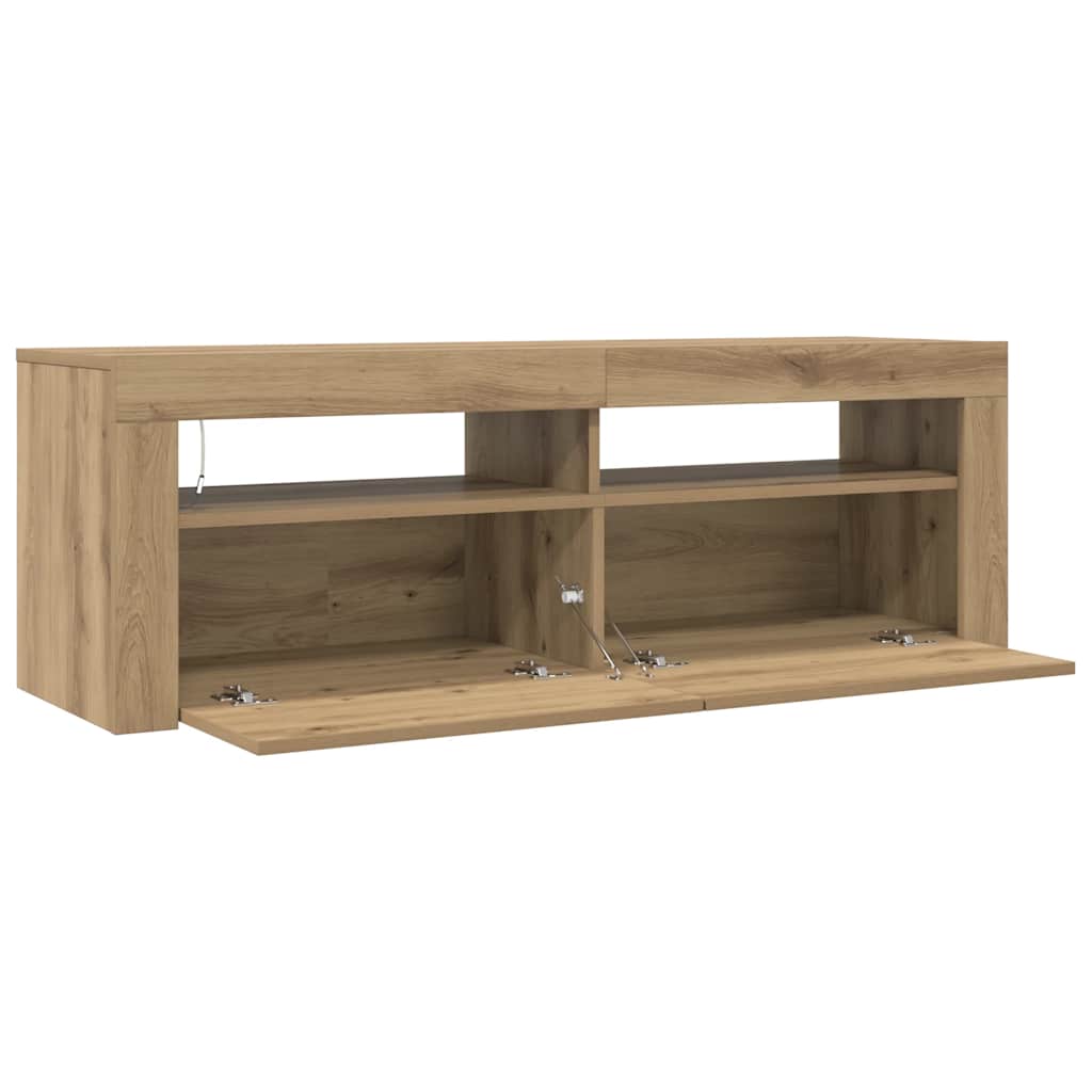 TV Cabinet with LED Lights Artisan Oak 120x35x40 cm