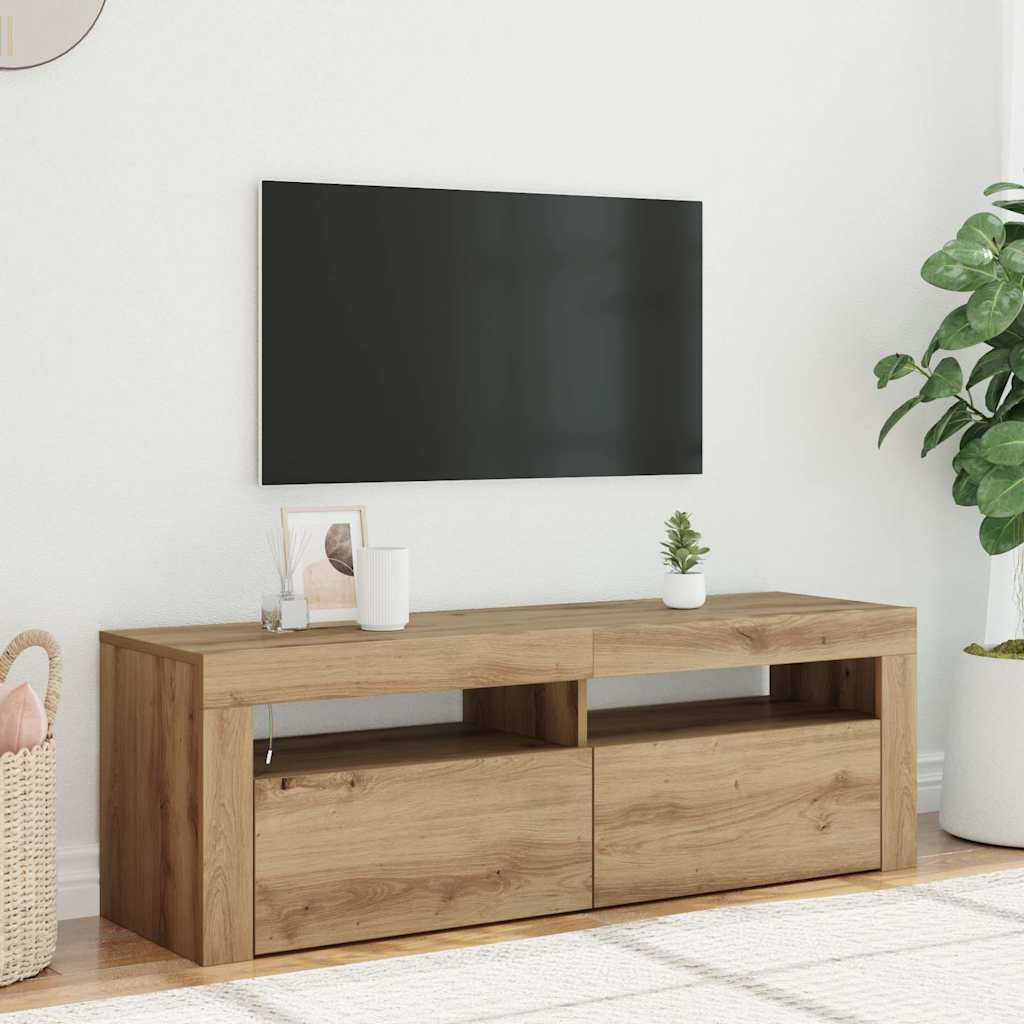 TV Cabinet with LED Lights Artisan Oak 120x35x40 cm