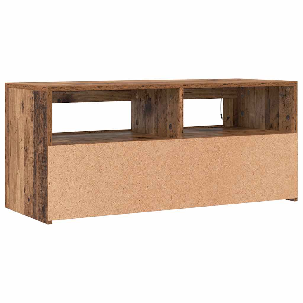 TV Cabinet with LED Lights Old Wood 90x35x40 cm Engineered Wood
