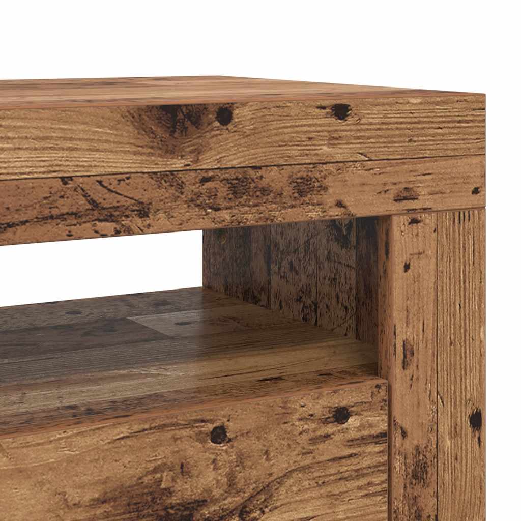 TV Cabinet with LED Lights Old Wood 90x35x40 cm Engineered Wood