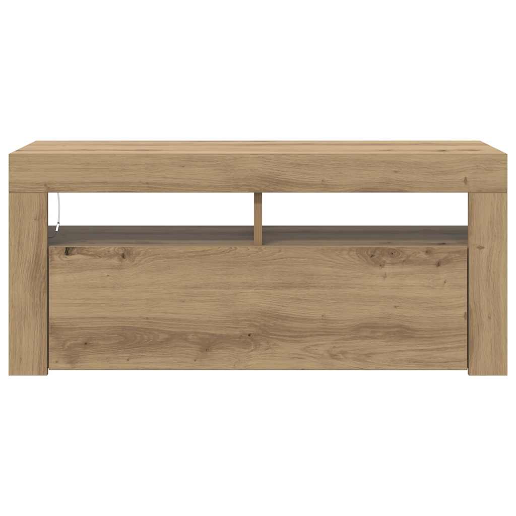 TV Cabinet with LED Lights Artisan Oak 90x35x40 cm