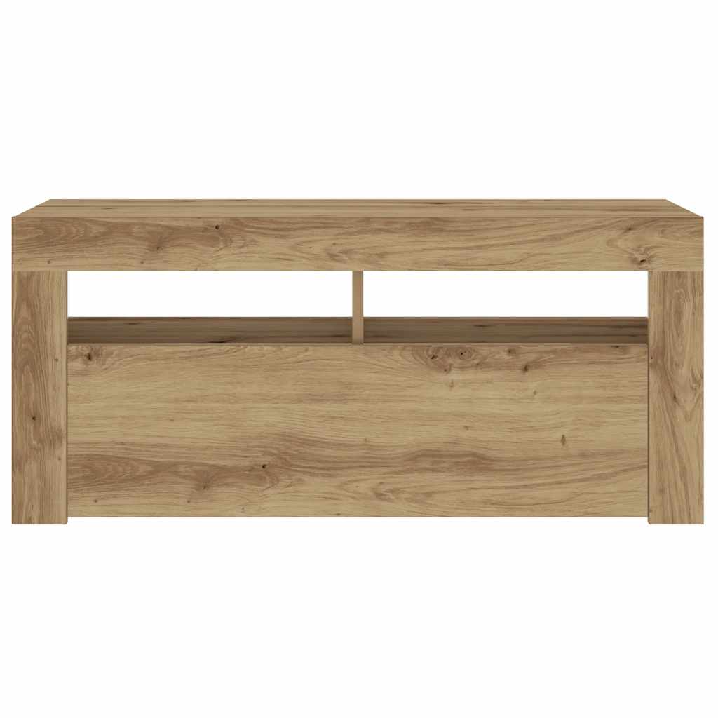 vidaXL TV Cabinet with LED Lights Artisan Oak 90x35x40 cm Engineered Wood