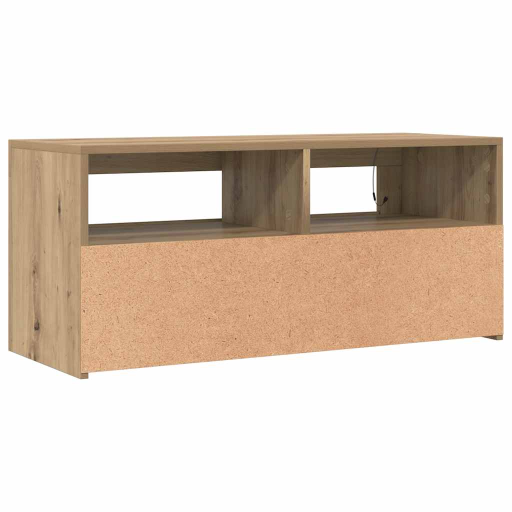 TV Cabinet with LED Lights Artisan Oak 90x35x40 cm