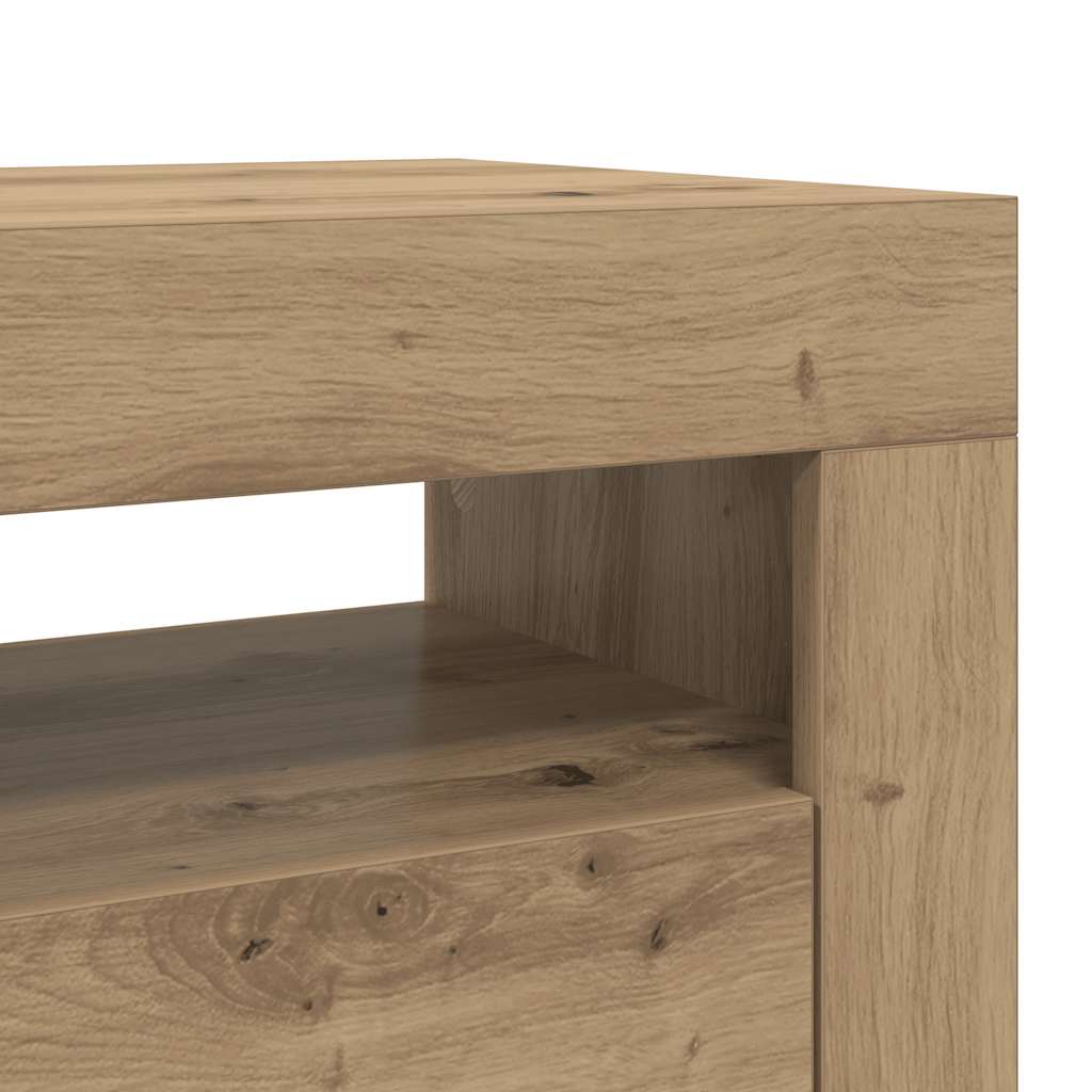 TV Cabinet with LED Lights Artisan Oak 90x35x40 cm