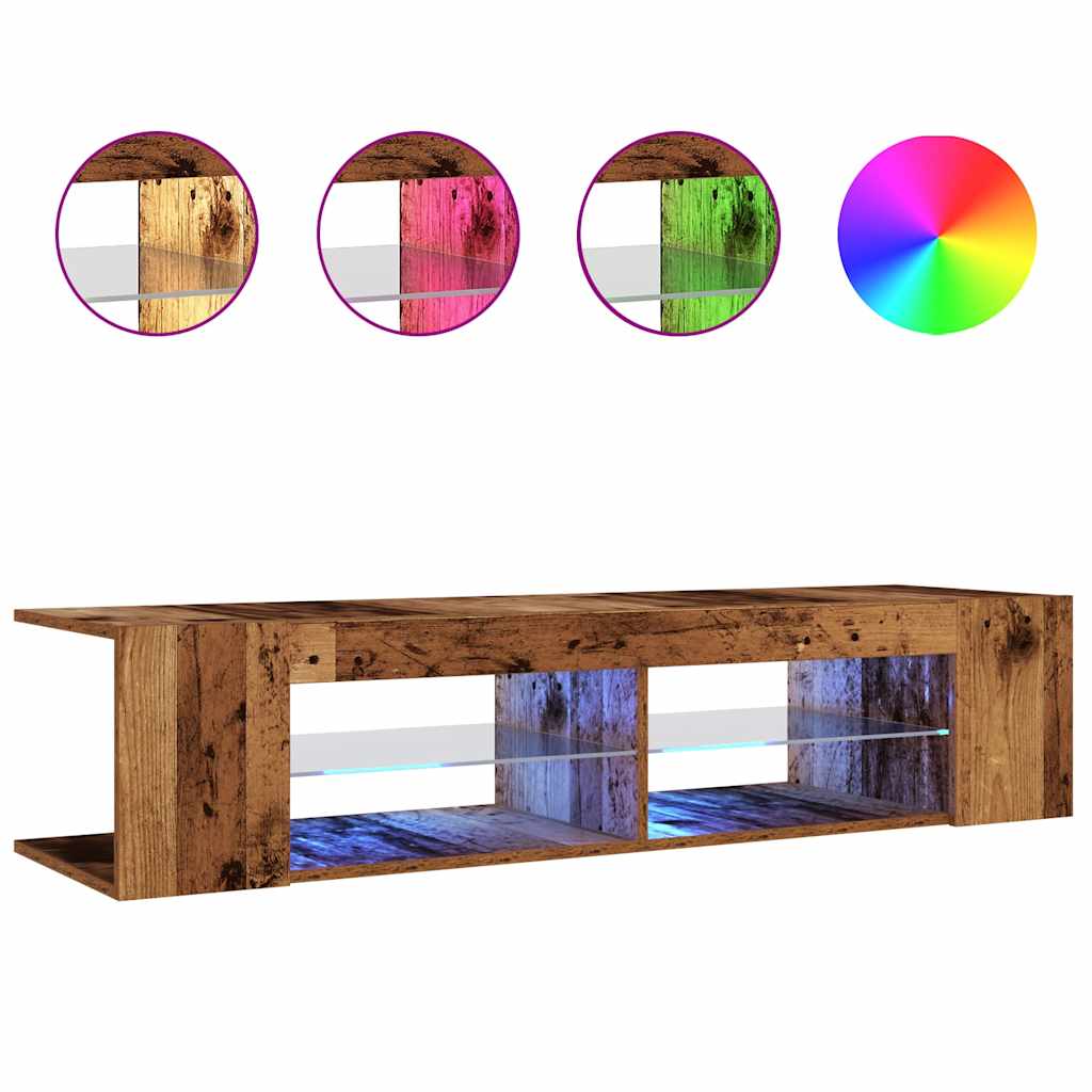 vidaXL TV Cabinet with LED Lights Old Wood 135x39x30 cm Engineered Wood