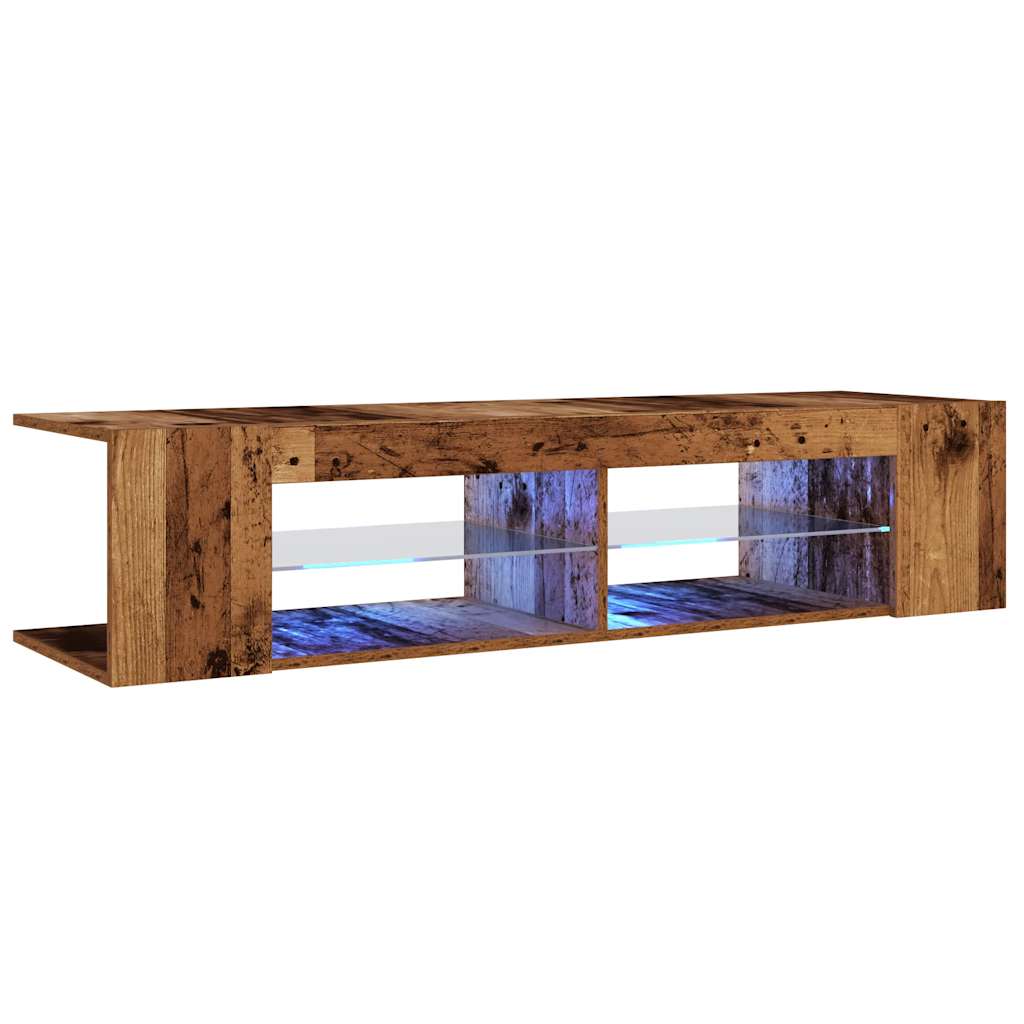 TV Cabinet with LED Lights Old Wood 135x39x30cm Engineered Wood