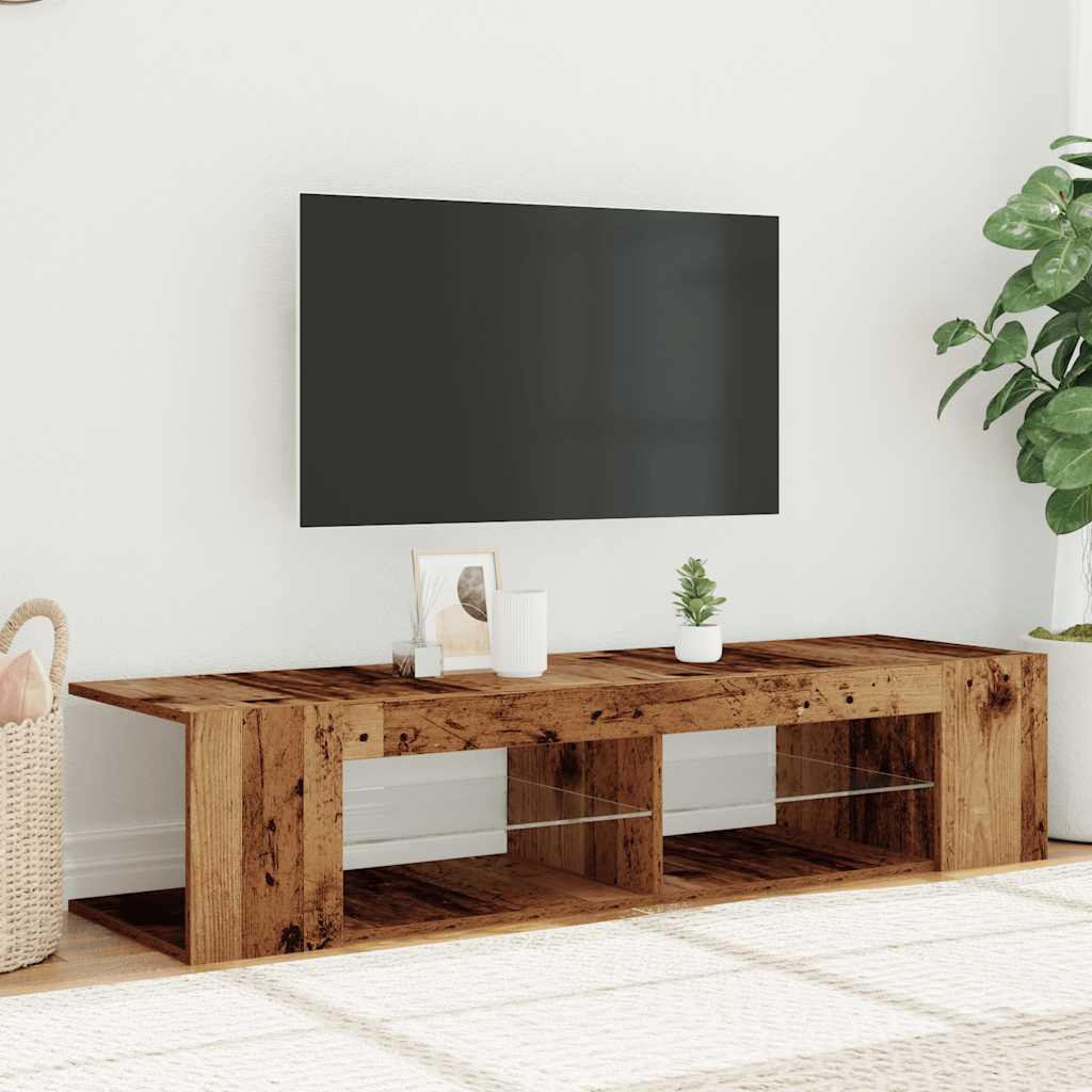 vidaXL TV Cabinet with LED Lights Old Wood 135x39x30 cm Engineered Wood