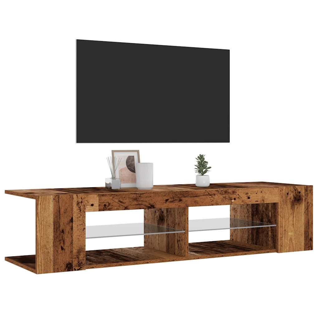 vidaXL TV Cabinet with LED Lights Old Wood 135x39x30 cm Engineered Wood