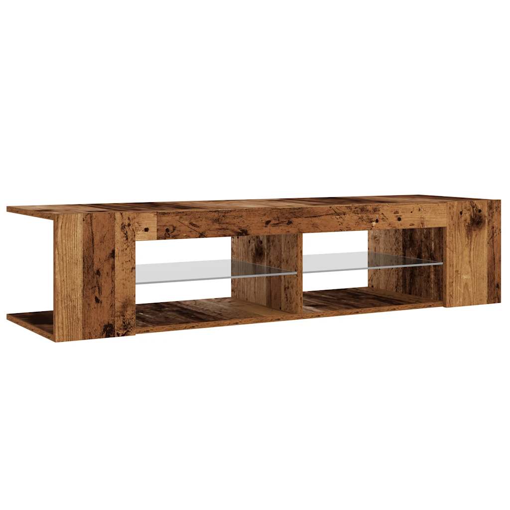 TV Cabinet with LED Lights Old Wood 135x39x30cm Engineered Wood
