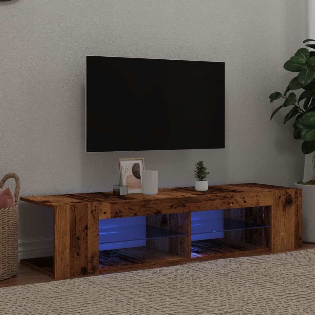 vidaXL TV Cabinet with LED Lights Old Wood 135x39x30 cm Engineered Wood