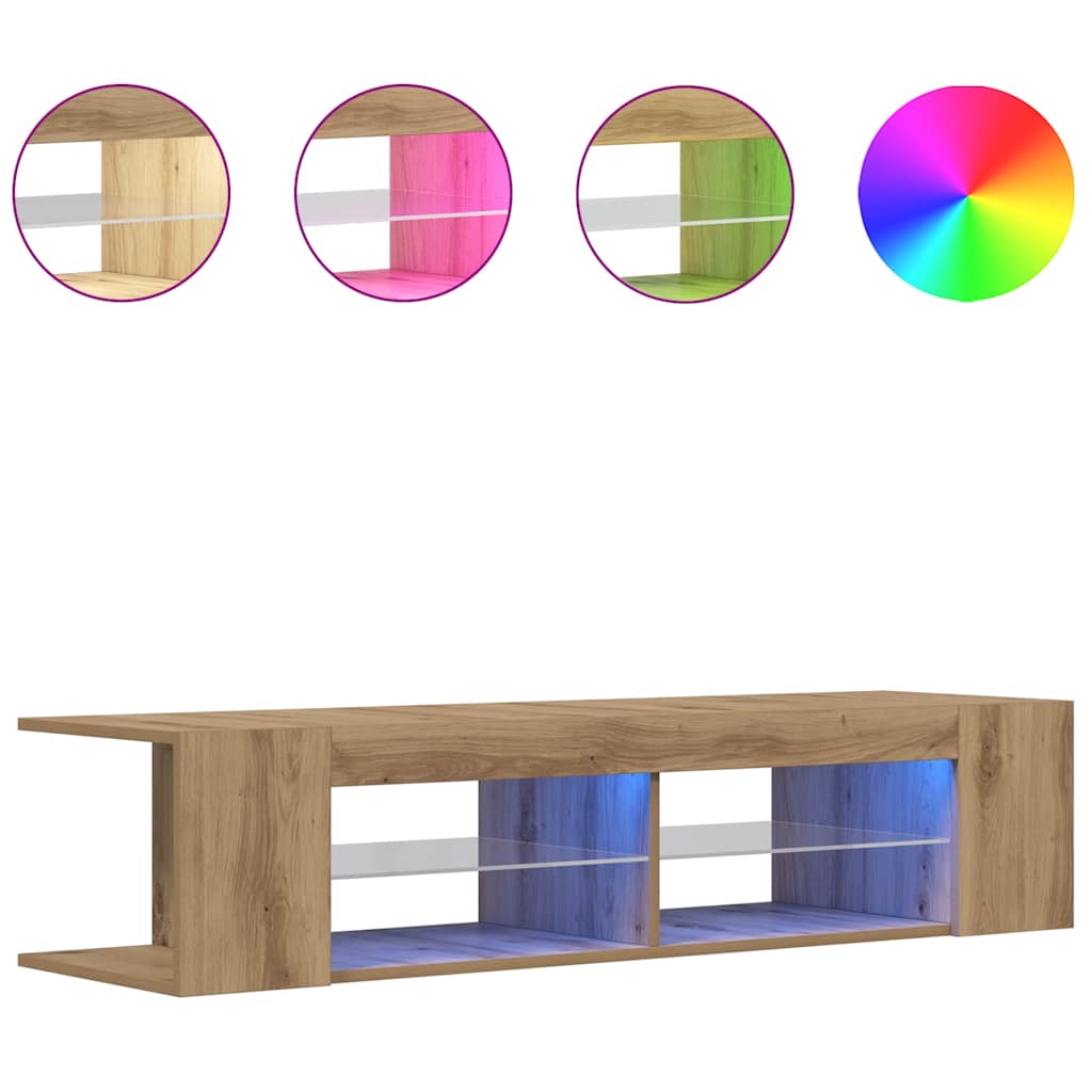 TV Cabinet with LED Lights Artisan Oak 135x39x30 cm