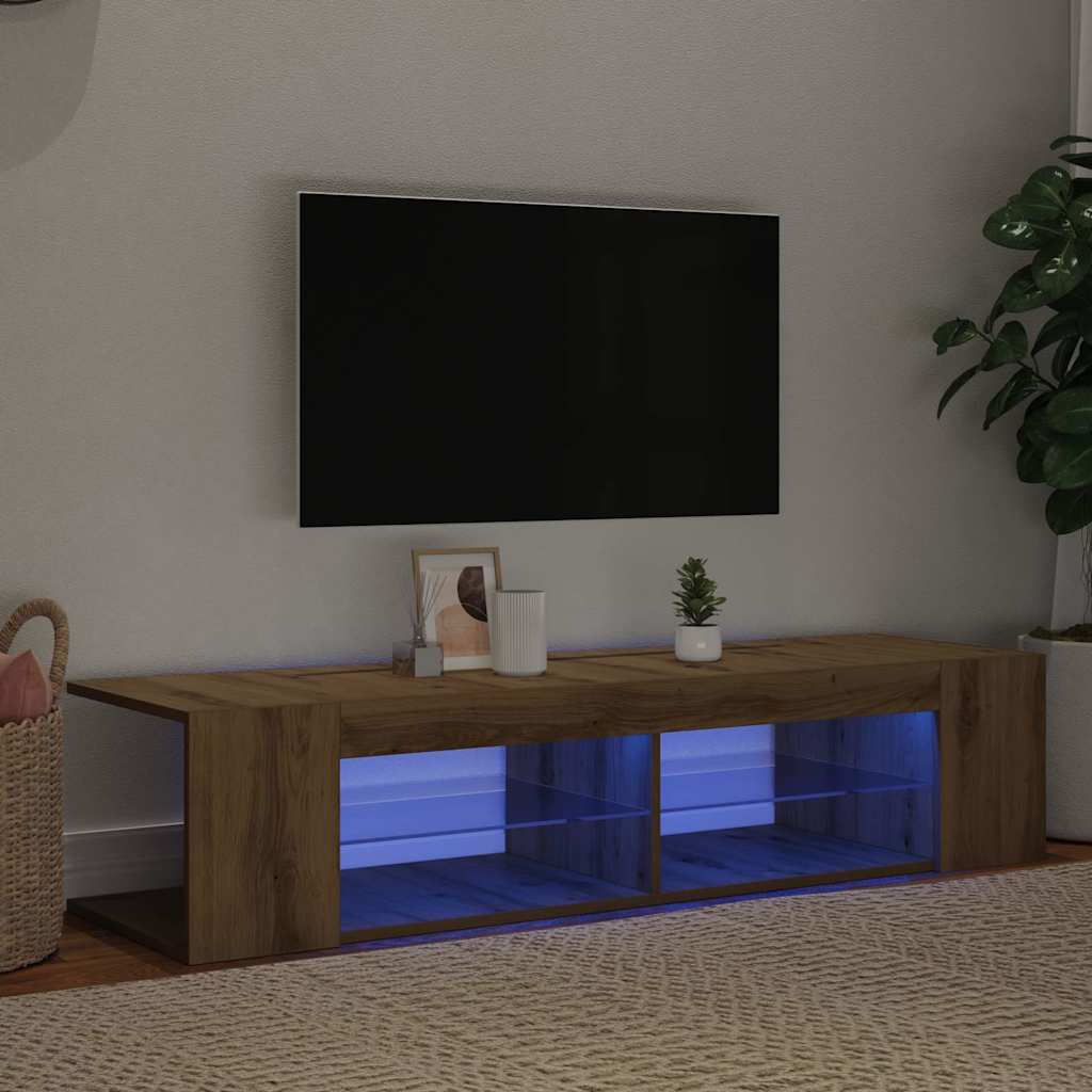 TV Cabinet with LED Lights Artisan Oak 135x39x30 cm