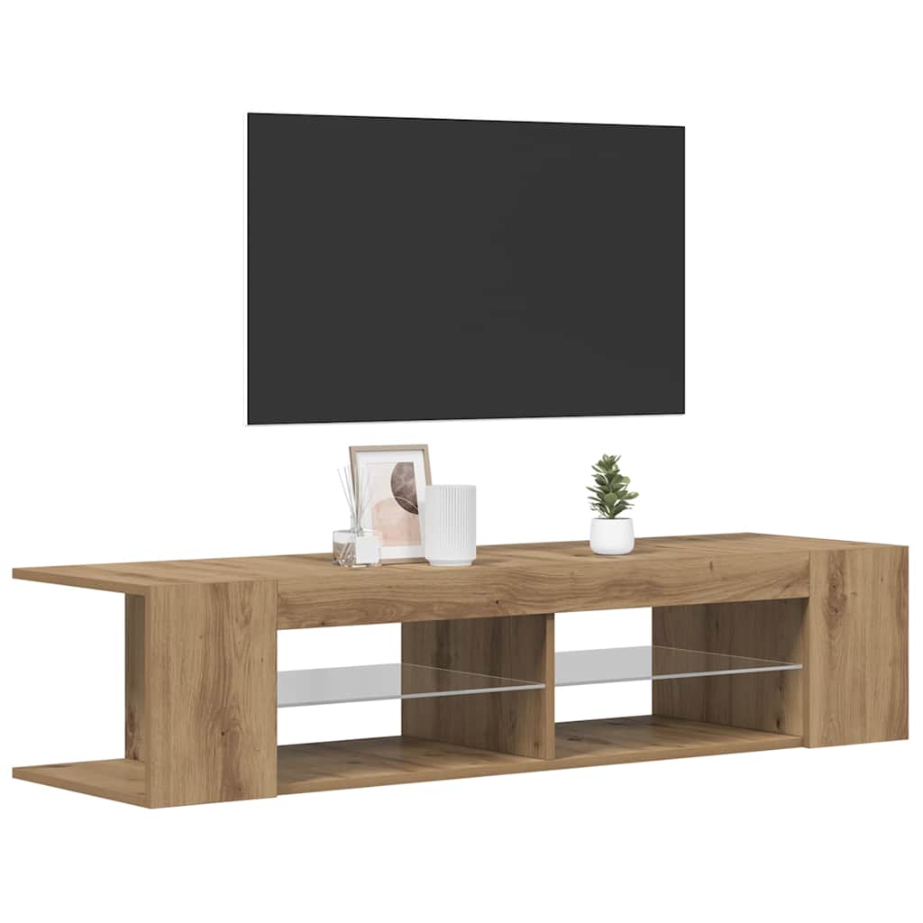 TV Cabinet with LED Lights Artisan Oak 135x39x30 cm