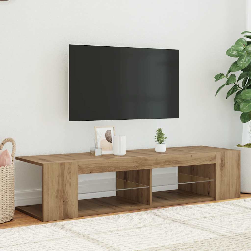 TV Cabinet with LED Lights Artisan Oak 135x39x30 cm