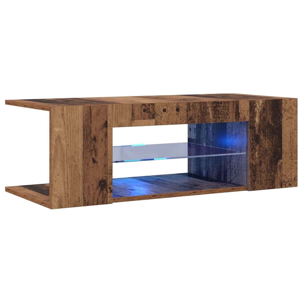 TV Cabinet with LED Lights Old Wood 90x39x30 cm Engineered Wood