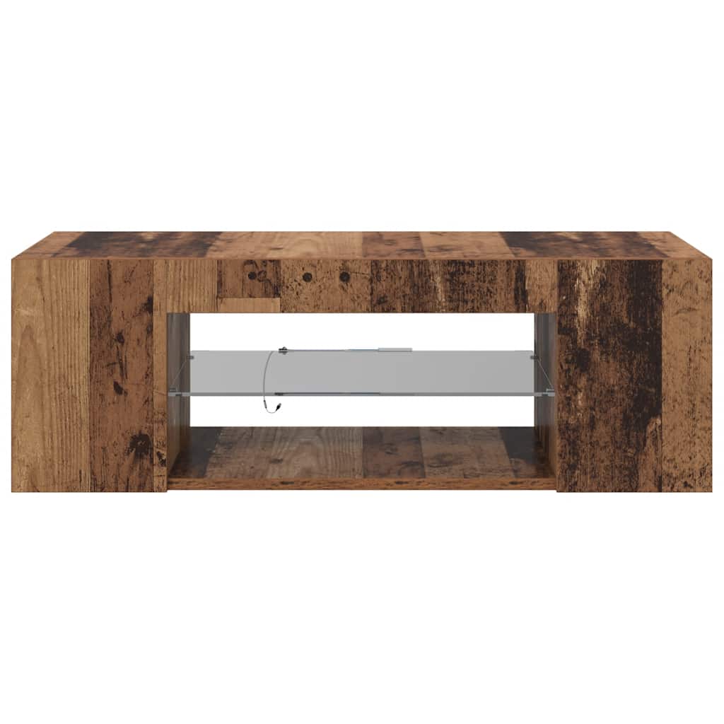 TV Cabinet with LED Lights Old Wood 90x39x30 cm Engineered Wood