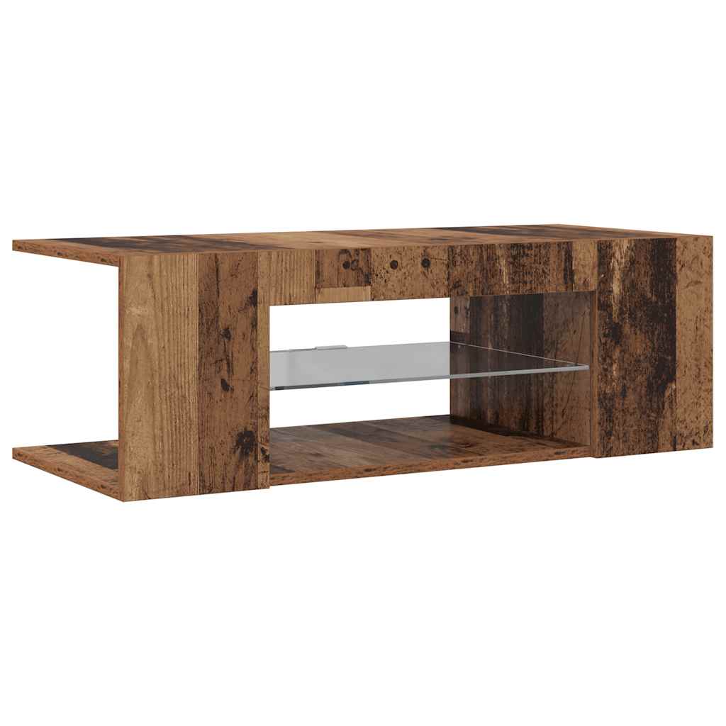 TV Cabinet with LED Lights Old Wood 90x39x30 cm Engineered Wood