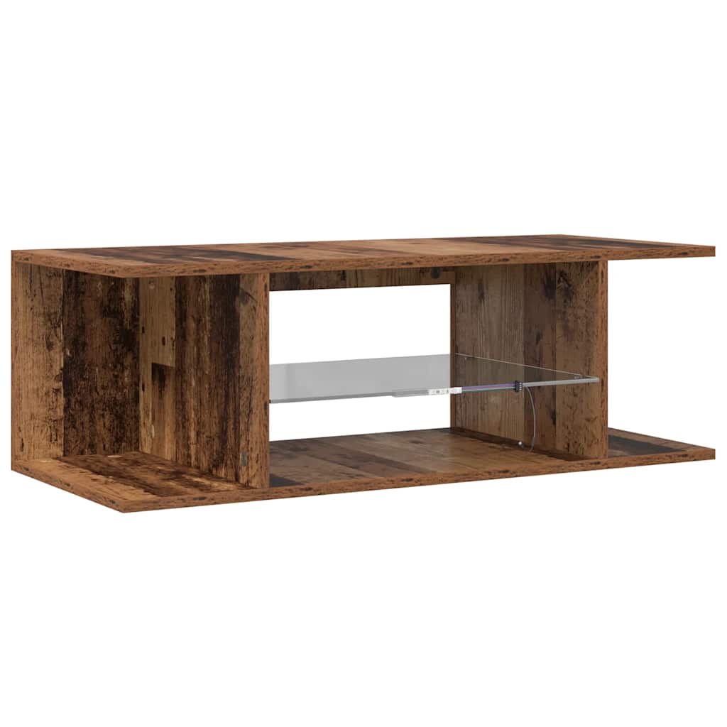 TV Cabinet with LED Lights Old Wood 90x39x30 cm Engineered Wood