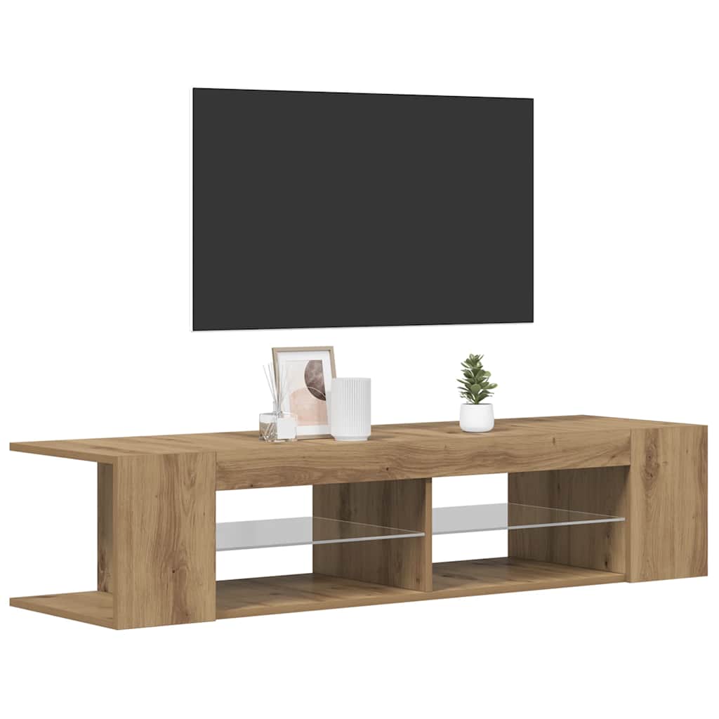 TV Cabinet with LED Lights Artisan Oak 90x39x30 cm