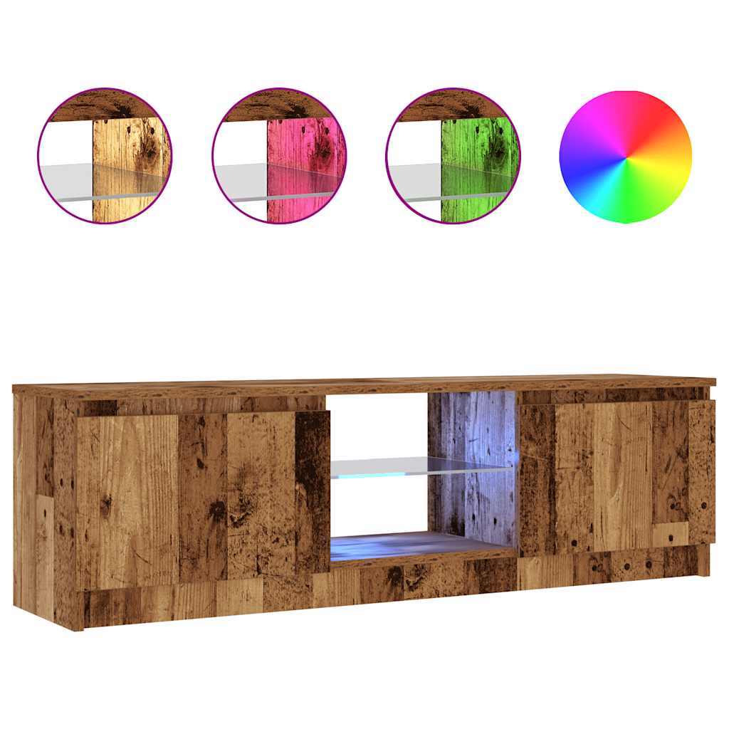 TV Cabinet with LED Lights Old Wood 120x30x36cm Engineered Wood