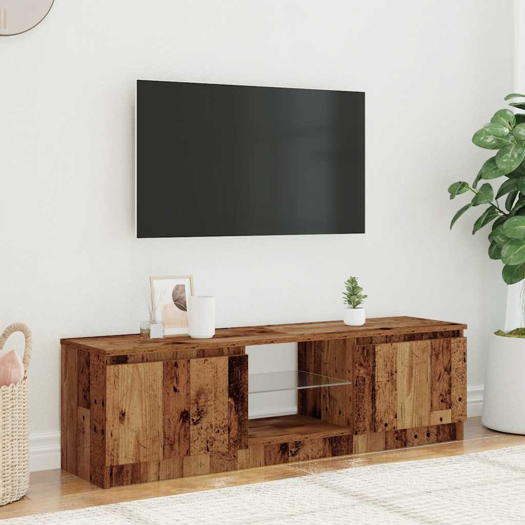 TV Cabinet with LED Lights Old Wood 120x30x36cm Engineered Wood
