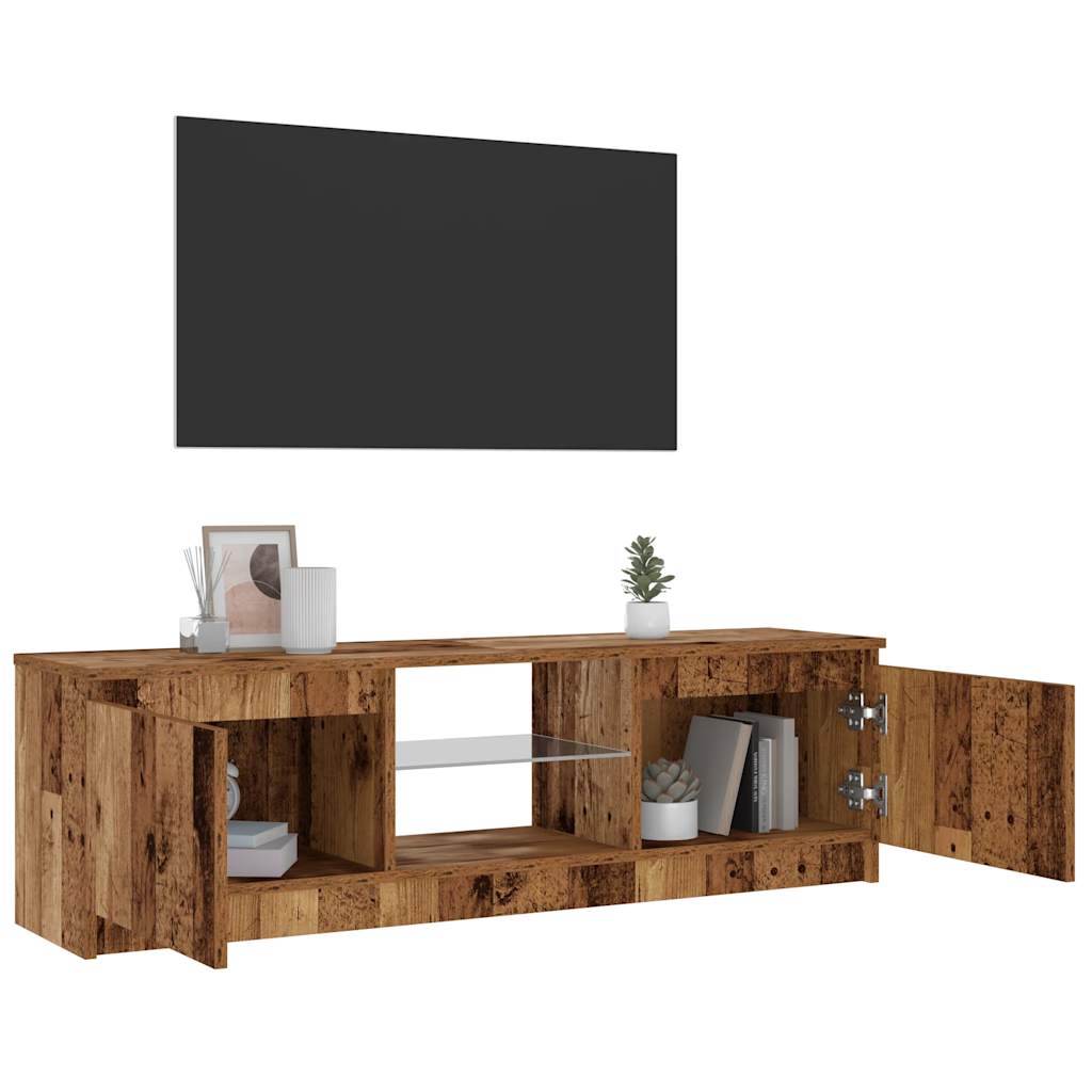 TV Cabinet with LED Lights Old Wood 120x30x36cm Engineered Wood