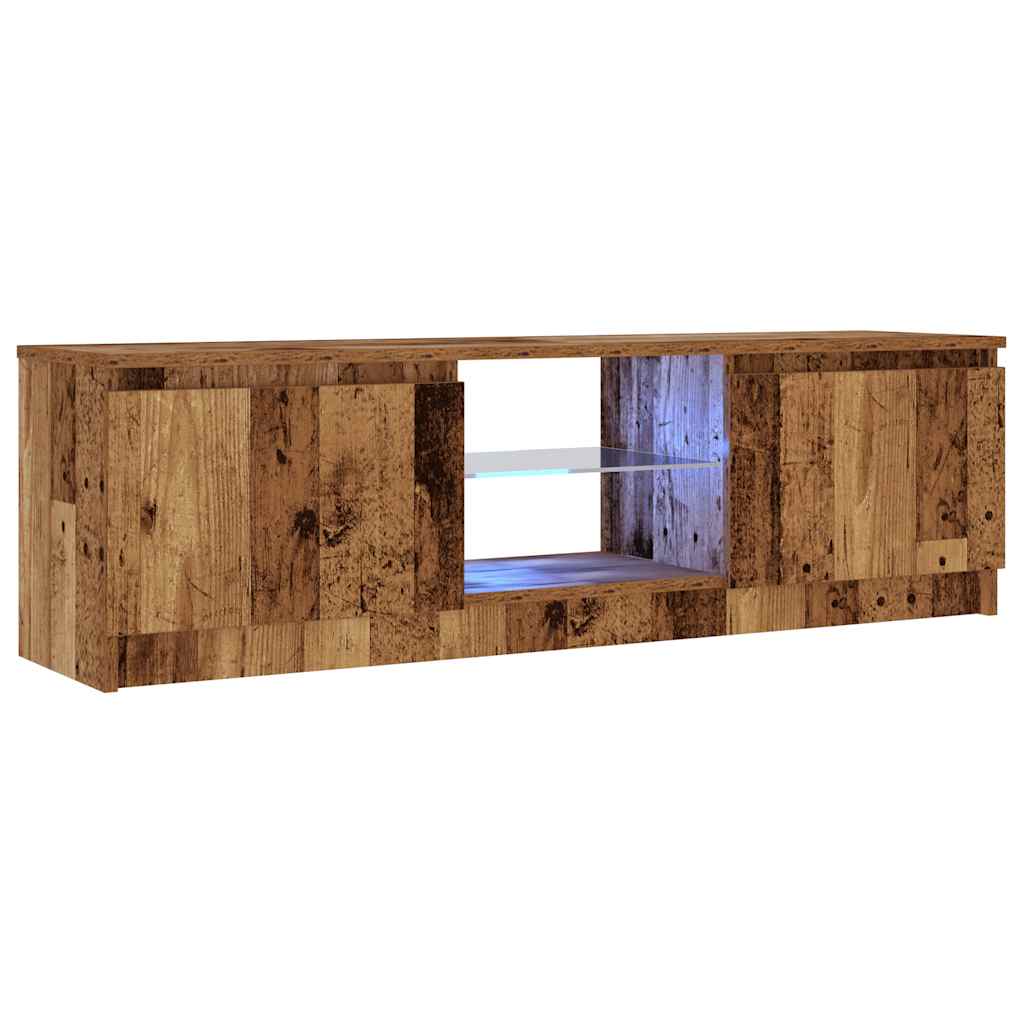 TV Cabinet with LED Lights Old Wood 120x30x36cm Engineered Wood