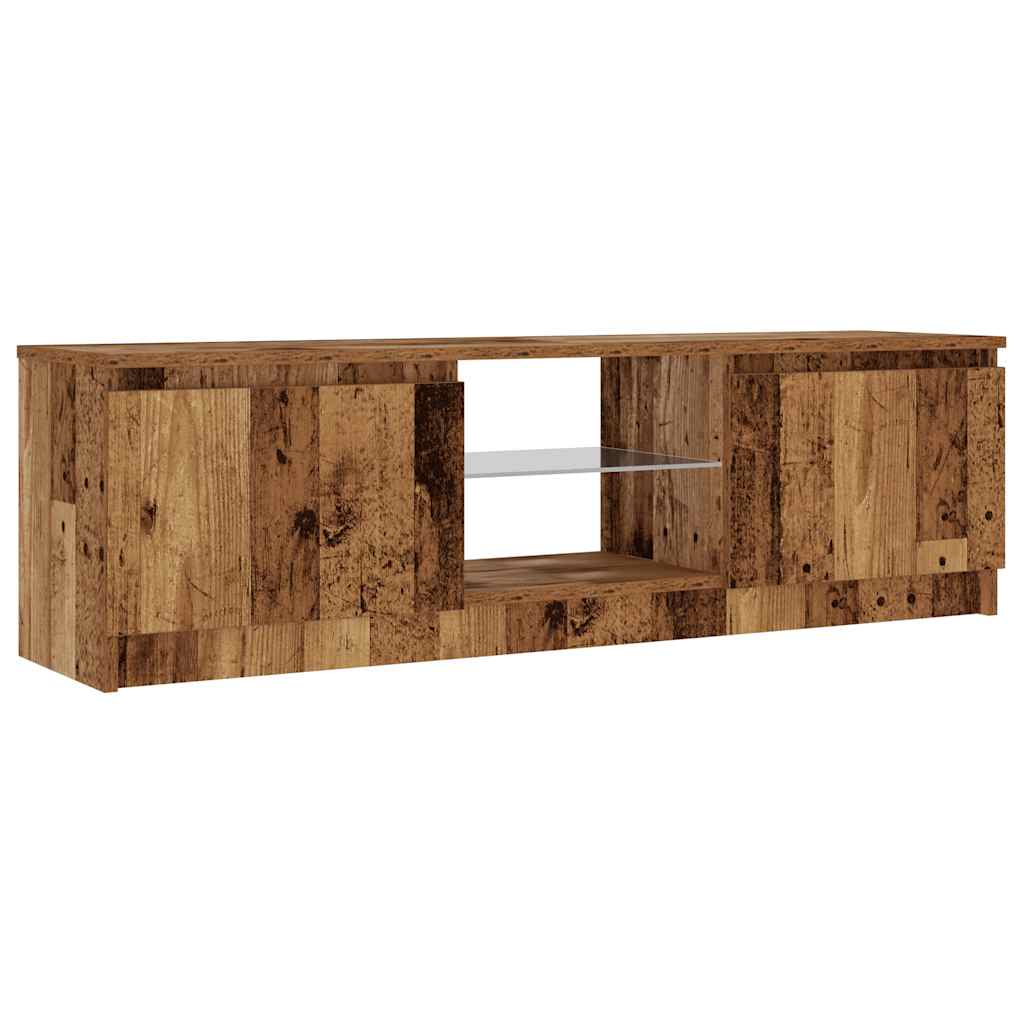 TV Cabinet with LED Lights Old Wood 120x30x36cm Engineered Wood