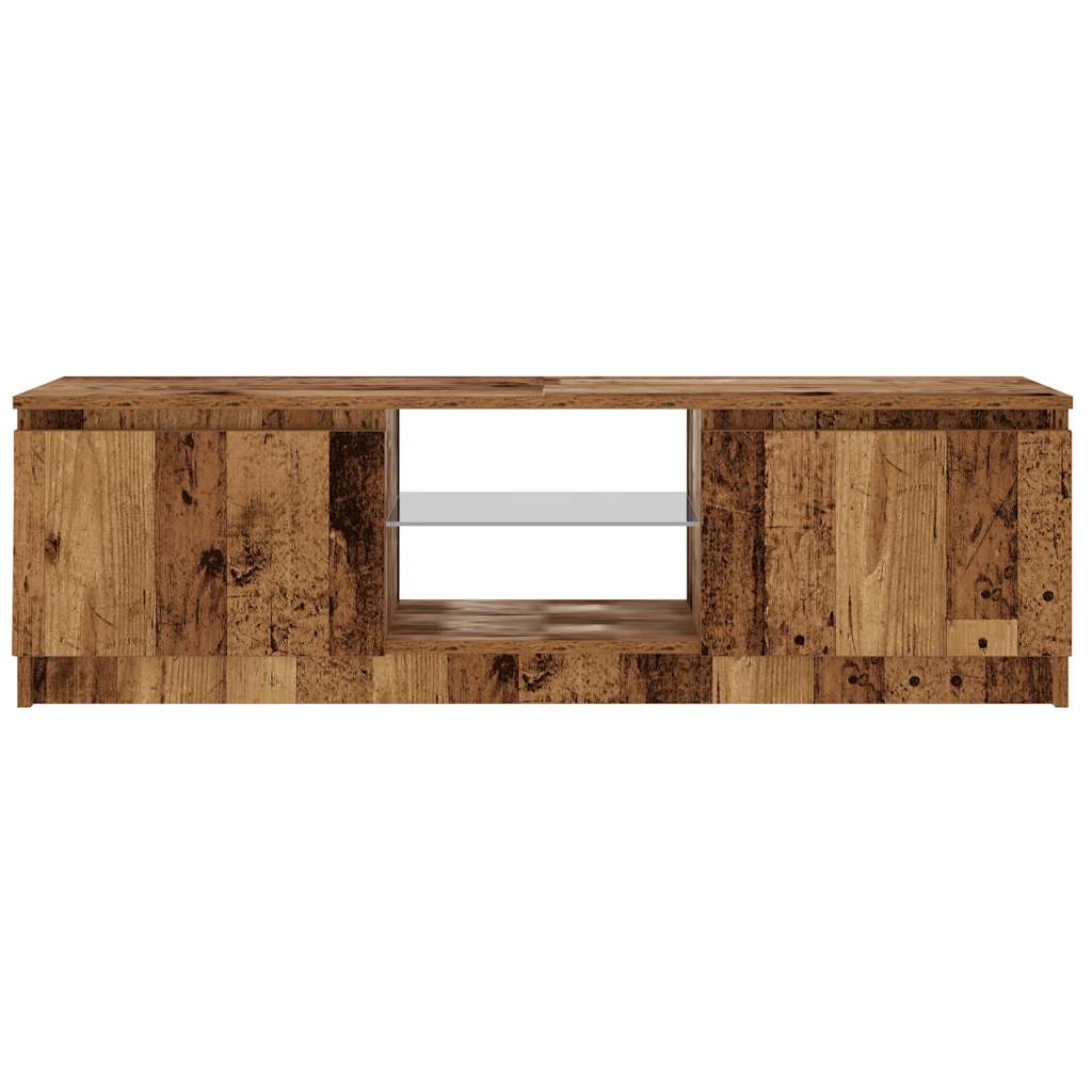TV Cabinet with LED Lights Old Wood 120x30x36cm Engineered Wood