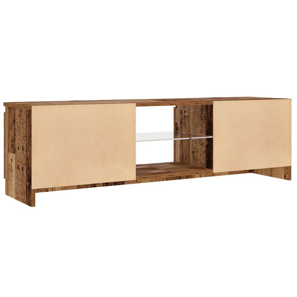 TV Cabinet with LED Lights Old Wood 120x30x36cm Engineered Wood