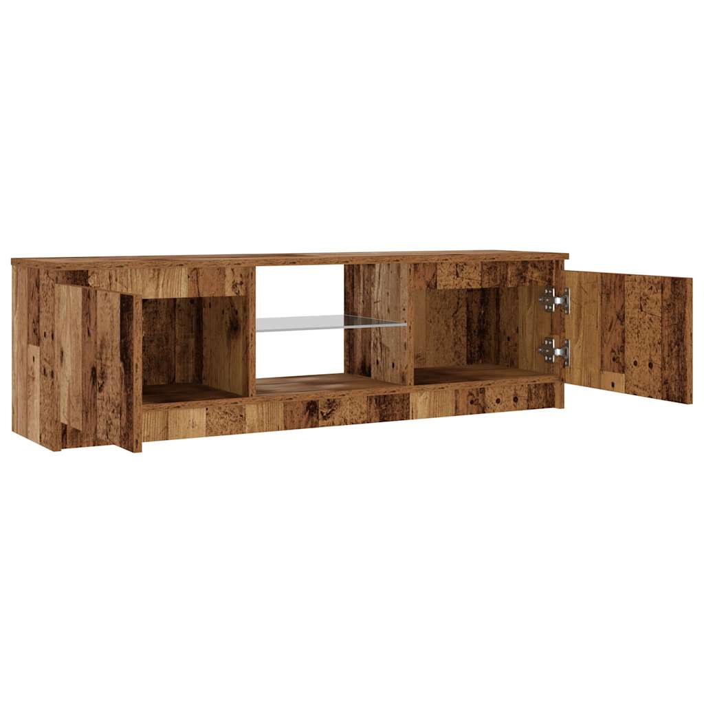 TV Cabinet with LED Lights Old Wood 120x30x36cm Engineered Wood